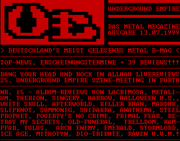 THE METAL MEGAZINE AUSGABE XV (13.07.1999)