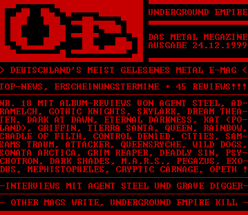 THE METAL MEGAZINE AUSGABE XVIII (24.12.1999)