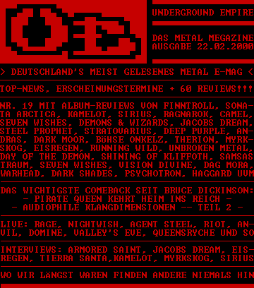 THE METAL MEGAZINE AUSGABE XIX (22.02.2000)