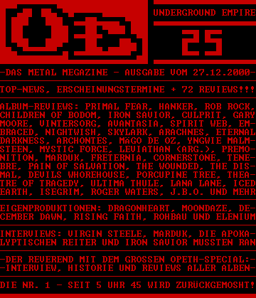 THE METAL MEGAZINE AUSGABE XXV (27.12.2000)